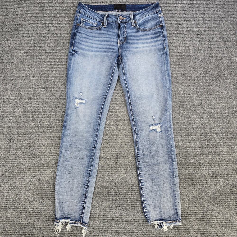Buckle Black Fit No 53 Jeans Womens 25x27 Ankle Skinny Blue Distressed Raw Hem